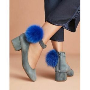 Cecelia New York Liv INK Genuine Fox Fur Block Heel Dress Pump
